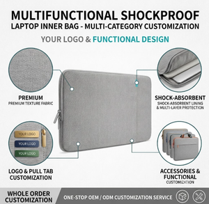 Custom Grey Minimalist <strong>Laptop</strong> Sleeve 14 Inch Slim Computer Cover <strong>Protective</strong> <strong>Laptop</strong> <strong>Case</strong> With Accessory Pocket for Business - Product Image 2