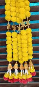 Guirlande de souci jaune avec conception de croix gammée et cloche Genda fleur suspendue pour Toran pour Diwali, Pooja, porte, décoration festive murale - Product Image 6