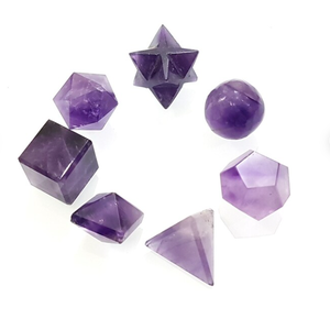 Best Quality Hot Sale Natural Amethyst Chakra 7 Pieces Sacred Geometry with Velvet Bag for the Best Gift - Product Image 4