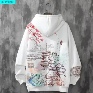 Sudadera con capucha Boxy Fit de alta calidad para hombre, jersey con cremallera estampada con cuello bordado, ajuste holgado, temporada de otoño - Product Image 1