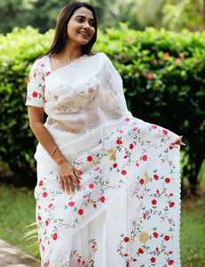 Dernier Style de femmes tissé à la main pur tissé Organza coton Blouse tissé à la main soie Saree fil travail bas prix indien Sarees - Product Image 3