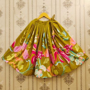 Conjunto de Lehenga Choli para Niñas Shoryam Fashion, Color Verde Oliva Estampado, Completamente Cosido, Ropa Étnica |   Calidad de Exportación Premium para Niñas - Product Image 4