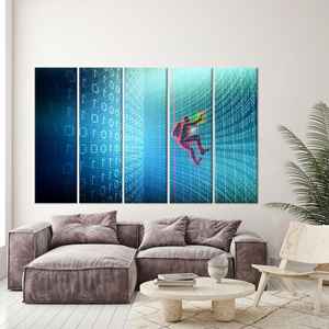 งานศิลปะโค้ดเมทริกซ์อันหรูหรา - ของตกแต่งผนังผ้าใบพิมพ์ลายสมัยใหม่,5P:ห่อหุ้มอย่างดี - Product Image 1