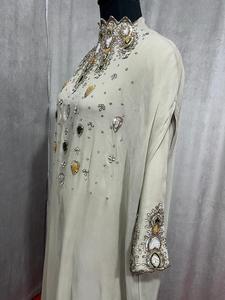 Luxury Designer Panel for Bridal Hand Beaded Neck Embroidery with Crystal Stone & Sequin Work on Organza <b>Fabric</b> - Product Image 2