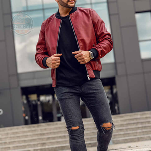 Chaqueta de moto de piel sintética informal para hombre, abrigo transpirable con bolsillos con cremallera y cuello levantado, tela polar - Product Image 1