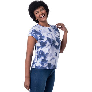 Camiseta Básica de Moda para Mujer, Cuello Redondo, Color Sólido, Algodón, Se Aceptan Pedidos al por Mayor - Product Image 1