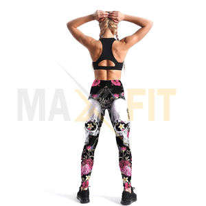 2023 MAXFIT ENTERPRISES Customized <b>Women's</b> High Waist Sports Pants Breathable Skull Seamless Printed <b>Leggings</b> Top Design - Product Image 5