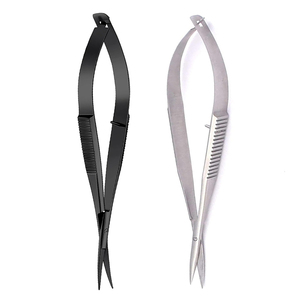 Tijeras de resorte de color negro y plateado hechas con acero inoxidable alemán Tijeras de resorte para cutículas de manicura - Product Image 1