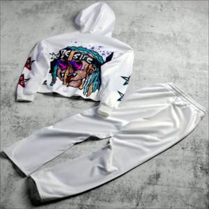 Custom Unisex Solid Heavyweight Hooded Tracksuit <b>Set</b> for Men Hoodie Sweatpants Screen Printed Distressed <b>Embroidery</b> Streetwear - Product Image 2