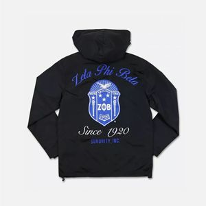 Zeta Phi Beta Sorority Coated <b>Winter</b> Zipper <b>Waterproof</b> & Breathable Hooded Windbreaker - Product Image 2