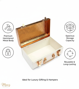 New Hot Selling Foldable Metal <b>Rectangle</b> Trunk Box Handmade Classic Stylish Storage Box with Gold Plating - Product Image 4