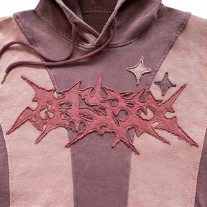Vente chaude Premium Quality Custom Distressed Hoodie Zipper-Up Street Wear avec motif solide Low quantité minimale de commande - Product Image 2