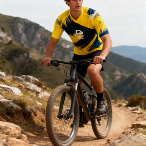 เสื้อจักรยานเสือภูเขาแขนสั้นพิมพ์ลายแบบซับลิเมชั่น ยืดหยุ่นสูง ระบายเหงื่อได้ดี สำหรับการปั่นจักรยานเสือภูเขาบนทางวิบาก - Product Image 4