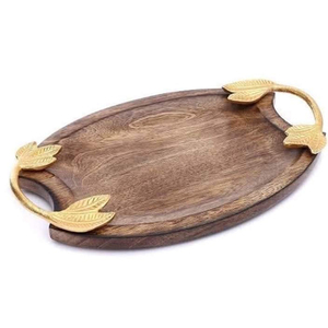 Bandeja de Servir de Madera Rústica Clásica Hecha a Mano con Detalles Artesanales y Tono Cálido para Regalos, Servicio en el Hogar y Ocasiones Especiales - Product Image 2