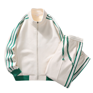 Conjunto de Chaquetas y chándales deportivos con capucha de Otoño de 2 piezas con logotipo personalizado a prueba de viento ecológico para hombres poliéster/algodón - Product Image 1