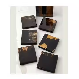 Posavasos de cuerno de artesanía india Posavasos de piedra de la mejor calidad Cuerno de color natural para forma cuadrada para gran venta de artesanías de media luna - Product Image 1