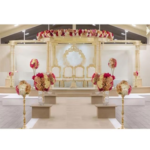 Boda pilares dobles fibra Mandap decoración boda tradicional doble pilar fibra Mandap boda exclusiva doble pilar Mandap - Product Image 1