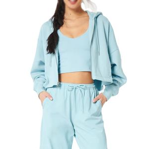 Ensemble de survêtement élégant 2 pièces pour femme, coupe régulière, jambe large, cargo, 100 % coton, collection automne, personnalisable, vente en gros - Product Image 6