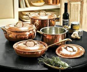 Copper serving <b>pot</b> with brass handle and lid for <b>biryani</b> curry dal rice vegetable serving in hotels catering restaurants homes - Product Image 1