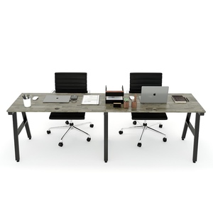 Escritorio Minimalista de Madera de Caucho para 2 Personas con Patas de Hierro, 240x60cm, para Estudio y Oficina - Product Image 4