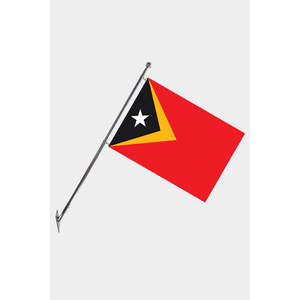 Ensemble de mât de drapeau télescopique mural Timor-Leste avec bannières en polyester imprimées numériquement - Product Image 1