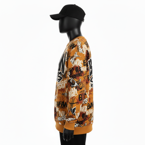 Sudadera Extra Grande para Hombre, Algodón Premium, Felpa de 320 g/m², Cálida y Suave al Tacto, Color Marrón, Estampado Completo, Logotipo en Serigrafía, Sudadera Básica Extra Grande - Product Image 3