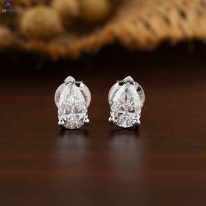 0.90 poire motif Starburst boucle d'oreille 18k or blanc Labgrown diamant Hpht/Cvd diamant bijoux - Product Image 1