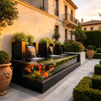 Fuente de Agua Moderna y Minimalista para Jardín con Efecto de Agua Corriente, Decoración de Paisaje Exterior para Proyectos Residenciales
