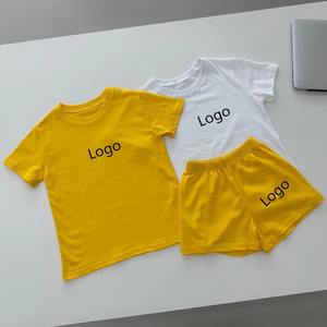 Conjunto de dos piezas de pantalones cortos deportivos de patrón sólido informal Vintage y camiseta lavada con ácido personalizado de alta calidad 100% algodón para el verano - Product Image 1