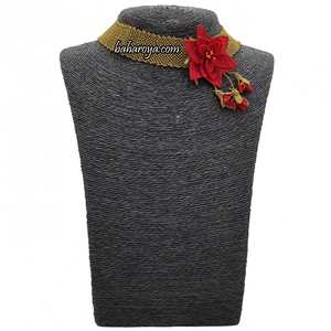 İğne Oyası Tasma Sarkaçlı Kolye Kırmızı Moda Kolye Ve İğne Oyası Seti - Product Image 1