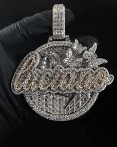 925 Sterling Silver Moissanite VVS Baguette Cut Diamant Pendentif Mignon Plaqué Or Hip Hop Bijoux Style Ice Out Design - Product Image 3