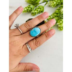 Anillo Ajustable de Plata de Ley y Turquesa Blue Ridge de Eli Skeets, Estilo Boho, para Uso Diario - Product Image 2
