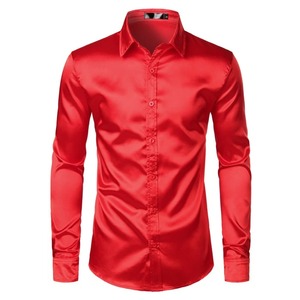 Camisas formales de manga larga para hombre de satén antiarrugas de Color sólido cómodo cuello vuelto otoño nuevo 100% algodón - Product Image 5
