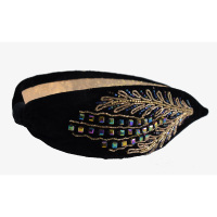 Serre-têtes personnalisés brodés et pailletés pour femmes et filles, en velours, 22 cm de circonférence, faible MOQ, usage quotidien