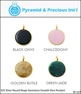 Pendentif Breloque en Onyx Noir Rond Lisse, Sertissage en Argent Sterling Plaqué Or, Fournisseur Indien en Gros - Product Image 2