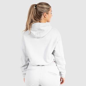 OEM Wholesale Pullover <b>Sweatshirt</b> <b>For</b> <b>Women</b> <b>Long</b> Sleeve Fleece Custom Crop Top Hoodie Plus Size Winter Season Washed Technique - Product Image 2