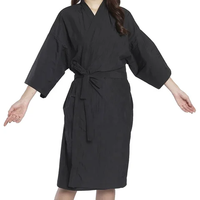 Vente flash - Robes de salon antistatiques confortables pour femmes, logo personnalisé, noir, polyester imperméable, kimono de coiffure Saaqaans