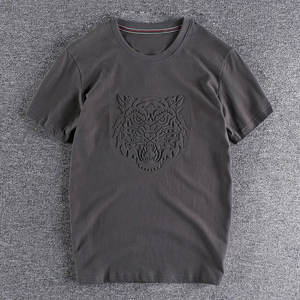 Fabricante de ropa personalizado Puff impresión Logo peso pesado de alta calidad OEM Premium algodón en relieve camiseta hombres - Product Image 3