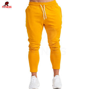 Pantalons et pantalons larges pour hommes en coton uni de couleur unie à taille haute élastique décontracté à coupe régulière - Product Image 1