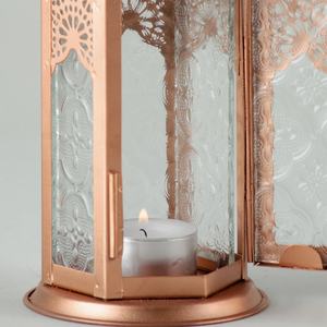 Marroquí oro rosa Metal hecho a mano moderno portavelas linterna hogar jardín Navidad bodas directo de fábrica - Product Image 4