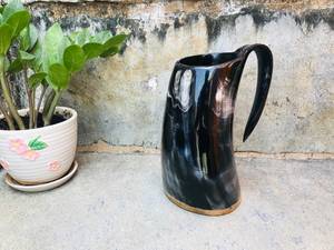 Taza de cuerno hecha a mano única, vajilla ecológica rústica natural, taza elegante duradera, perfecta para café, té, whisky, hogar - Product Image 6