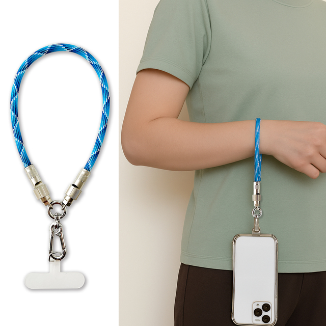 2-in-1 Adjustable Durable Metal Phone Lanyard Aluminum Alloy Holder Built-In Type-C Charging Cable Wrist Strap Design Easy