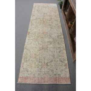 Alfombra turca Vintage, Beige, verde, 3x8 pies, tejido plano clásico, diseño de retazos, Material de lana, látex para decoraciones de sala de estar - Product Image 1