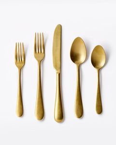 Ensemble de couverts de table pour restaurant en gros, cuillère, fourchette, couteau, acier inoxydable, 5 pièces, couverts dorés pour fête - Product Image 5