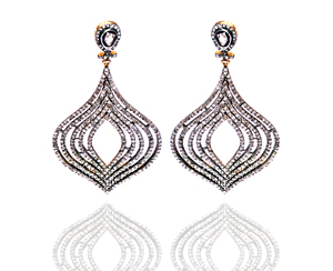 Reyes ที่ไม่ซ้ำกัน14K 925ทองเงินสเตอร์ลิงเพชรแท้เครื่องประดับวิคตอเรีย polki หรูงานแต่งงานปาร์ตี้สวมต่างหูตุ้งติ้ง - Product Image 1