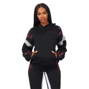 Nueva moda de alta calidad Color sólido mujer chaqueta sudaderas con capucha pantalones casuales traje Chaqueta de manga larga con capucha conjunto de dos piezas chándal - Product Image 1