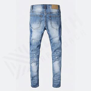 Pantalones Vaqueros de Mezclilla de Algodón de Alta Calidad al por Mayor, Estilo Urbano, Desgastados, Rotos, Ajustados, para Hombre, Color Personalizado al por Mayor - Product Image 2