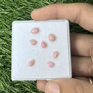 โอปอลสีชมพูธรรมชาติทรงกระทะอัญมณีหลวม4*6-5*7สีชมพูโอปอลหลังเบี้ยสำหรับทำเครื่องประดับ - Product Image 2