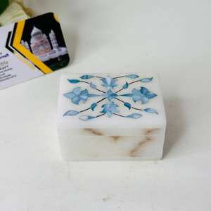 Marble Jewelry <b>Storage</b> <b>Box</b> Floral Pattern Rectangular Handcrafted with Durable Inlay Design Natural Spot-Best Piece - Product Image 1