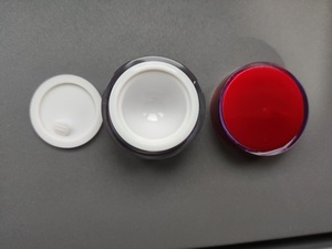 亚克力PS圆形化妆品罐罐塑料金底空容器精华液眼霜10g红色列表透明顶部 - Product Image 6